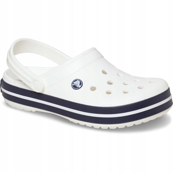 Chodaki Klapki Unisex Crocband 11016 Clog 48-49. Białe klapki damskie Crocs, bez wzorów, z materiału, bez obcasa, bez zapięcia. Za 199.99 zł.