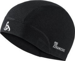 Czapka do biegania dla dorosłych Odlo Ceramicool UVP. Czarne czapki damskie ODLO, na lato, bez wzorów, z bawełny, sportowe. Za 176.68 zł.