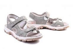 RIEKER 68866-40 grey, sandały damskie. Szare sandały damskie Rieker, bez wzorów, bez obcasa, bez zapięcia. Za 255.92 zł.