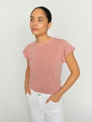 MOS MOSH koszula z dzianiny - MMGanna Pattern Kobiety Bawełna różowy, M. Czerwone koszule damskie Mos Mosh, m, bez wzorów, z bawełny, bez kołnierzyka, bez ramiączek. Za 379.95 zł.