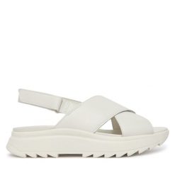 Sandały Clarks. Białe sandały damskie Clarks, bez wzorów, bez obcasa, na płaskiej podeszwie, bez zapięcia. Za 389.99 zł.