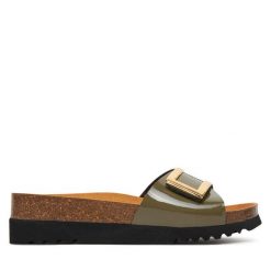 Klapki Scholl. Brązowe klapki damskie Scholl, bez wzorów, bez obcasa, bez zapięcia. Za 219.99 zł.