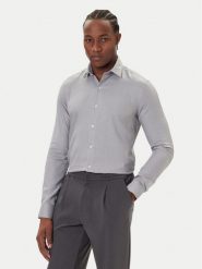 Calvin Klein Koszula LV019EU066 Szary Slim Fit. Szare koszule męskie Calvin Klein, m, bez wzorów, z syntetyku, biznesowe, bez kołnierzyka, bez ramiączek. Za 389.99 zł.