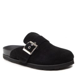 Klapki Genuins. Czarne klapki damskie Genuins, bez wzorów, bez obcasa, bez zapięcia. Za 359.99 zł.