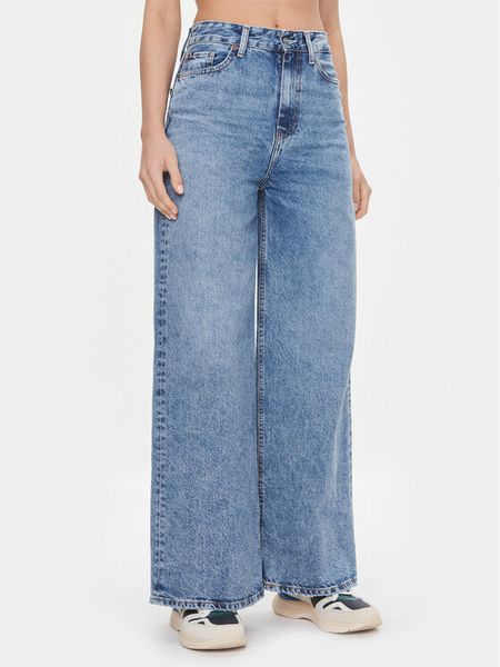 Tommy Hilfiger Jeansy WW0WW39634 Niebieski Wide Leg. Niebieskie jeansy damskie Tommy Hilfiger, bez wzorów, z bawełny. Za 599.99 zł.