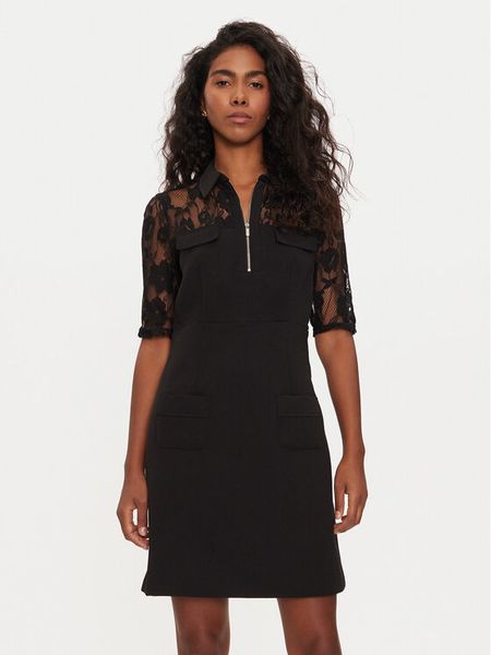 Morgan Sukienka koktajlowa 242-RPIKOU Czarny Slim Fit. Czarne sukienki damskie Morgan, bez wzorów, z syntetyku, wizytowe, bez kołnierzyka, bez ramiączek. Za 239.99 zł.