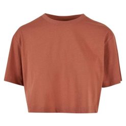 Krótka Koszulka Damska Oversize Crop. Brązowe bluzki damskie Urban Classics, xl, bez wzorów, sportowe, bez kołnierzyka, bez ramiączek. Za 54.99 zł.
