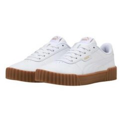Trampki Damskie Skóra Carina 3.0. Białe trampki i tenisówki damskie Puma, bez wzorów, z gumy, bez zapięcia. Za 129.00 zł.