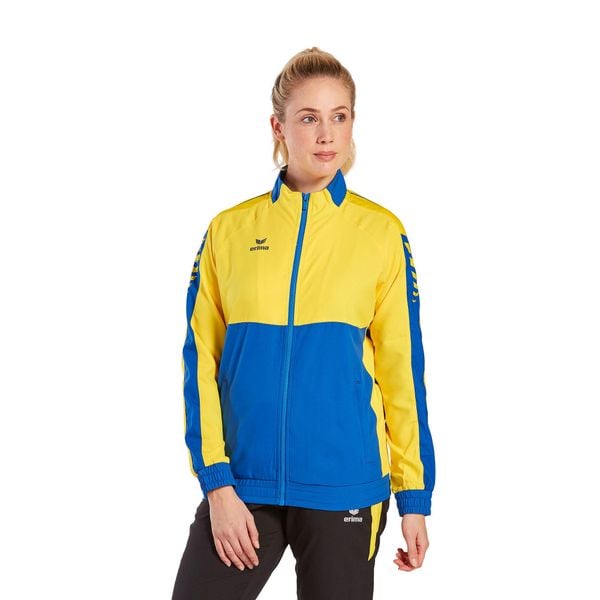 Damska marynarka do prezentacji Erima Six Wings. Niebieskie marynarki i żakiety damskie Erima, bez wzorów, eleganckie, bez kołnierzyka, bez ramiączek. Za 245.00 zł.