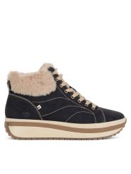 Rieker Revolution Lifestyle Trzewiki W0961-01 Czarny. Czarne botki damskie Rieker Revolution Lifestyle, bez wzorów, z nubiku, bez obcasa, na płaskiej podeszwie, bez zapięcia. Za 399.99 zł.