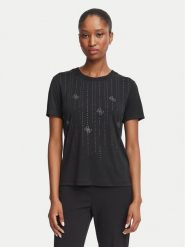 Guess T-Shirt W6BI29 K6050 Czarny Regular Fit. Czarne t-shirty damskie Guess, m, z aplikacjami, bez kołnierzyka, bez ramiączek. Za 264.99 zł.