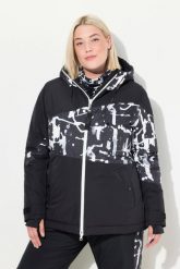 Damskie Kurtka sportowa HYPRAR wodoodporna kaptur. Czarne kurtki sportowe damskie Ulla Popken, plus size, bez wzorów, z materiału, bez ramiączek, z kapturem, narciarskie. Za 799.99 zł.