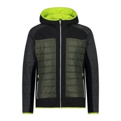 Kurtka polarowa z kapturem hybrydowa CMP. Czarne kurtki sportowe męskie CMP, na zimę, bez wzorów, z polaru, z kapturem, narciarskie. Za 548.50 zł.