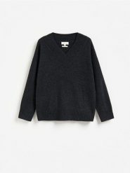 Wełniany sweter oversize - ciemnoszary. Szare swetry nierozpinane damskie Reserved, l, bez wzorów, z wełny, bez kołnierzyka, bez ramiączek. Za 259.99 zł.