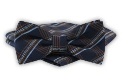 Mucha Męska z Poszetką - Alties - Duża Krata. Niebieskie krawaty i muchy Alties, bez wzorów, eleganckie. Za 54.00 zł.
