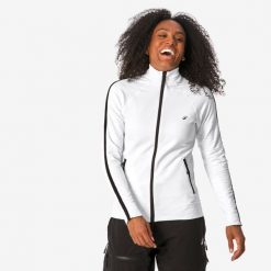 Bluza narciarska damska Quechua Mid L 900 seamless. Białe bluzy damskie QUECHUA, l, bez wzorów, z elastanu, bez ramiączek, bez kaptura. Za 269.99 zł.
