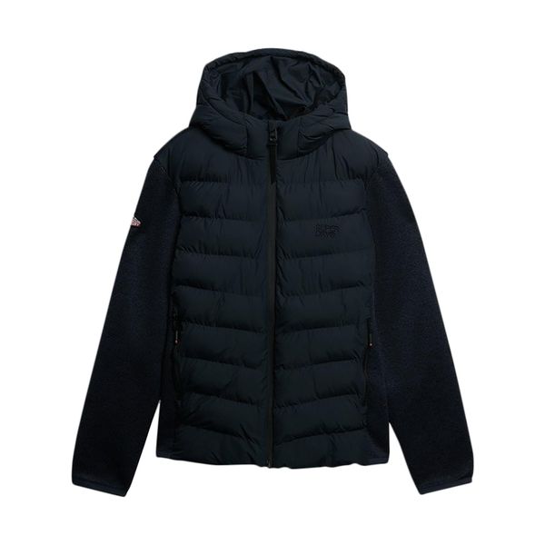 Kurtka z kapturem Superdry Storm Knit. Niebieskie kurtki męskie Superdry, xl, z aplikacjami, z dżerseju, z kapturem. Za 561.80 zł.