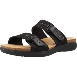 Sandały CLARKS APRIL DUSK Czarny. Czarne sandały damskie Clarks, bez wzorów, ze skóry, bez obcasa, bez zapięcia. Za 173.99 zł.