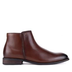 Botki GINO ROSSI. Brązowe botki męskie Gino Rossi, bez wzorów, bez obcasa, bez zapięcia. Za 359.99 zł.