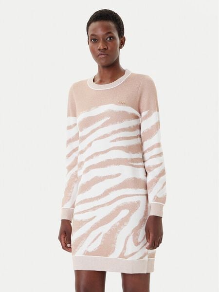 Liu Jo Sport Sukienka dzianinowa TF4105 MS49I Beżowy Regular Fit. Brązowe sukienki damskie Liu Jo Sport, xl, bez wzorów, z dzianiny, sportowe, bez kołnierzyka, bez ramiączek, sportowe. Za 759.99 zł.