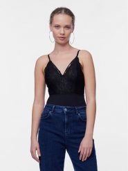 Pieces Body Nichelle 17102107 Czarny Slim Fit. Czarne body Pieces, bez wzorów, z syntetyku. Za 109.99 zł.