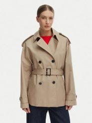 Tommy Hilfiger Trencz WW0WW49586 Beżowy Relaxed Fit. Brązowe płaszcze damskie Tommy Hilfiger, m, bez wzorów, z bawełny, bez kołnierzyka, bez kaptura. Za 862.99 zł.