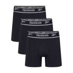 Bokserki męskie Reebok 3 sztuki. Czarne bokserki męskie Reebok, bez wzorów, z bawełny. Za 99.99 zł.