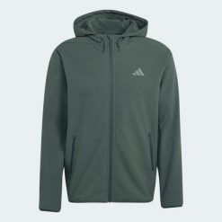 Kurtka D4T CLIMAWARM z suwakiem na całej długości. Zielone kurtki męskie Adidas, xs, bez wzorów, z elastanu, klasyczne, z kapturem. Za 439.00 zł.