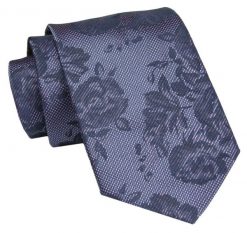 Męski Krawat - Fiolet z Granatem, Kwiaty - Angelo di Monti. Niebieskie krawaty i muchy Angelo di Monti, bez wzorów, z tkaniny, eleganckie. Za 45.00 zł.