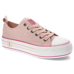 Różowe Trampki Big Star Damskie Stylowe Buty. Czerwone trampki i tenisówki damskie BIG STAR, bez wzorów, z materiału, bez zapięcia. Za 149.00 zł.