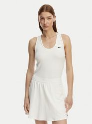 Lacoste Top TF0160 Biały Slim Fit. Białe topy damskie Lacoste, bez wzorów, z syntetyku, bez kołnierzyka, bez ramiączek. Za 209.99 zł.