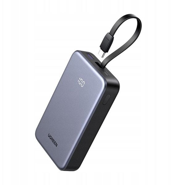 Powerbank UGREEN PB505 20000mAh USB-A, USB-C 20W + wbudowany kabel USB-C szary. Szare powerbanki Ugreen. Za 153.15 zł.