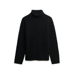 Sweter z golfem z miękkiej, skręcanej dzianiny dla kobiet Superdry. Czarne swetry nierozpinane damskie Superdry, na zimę, l, bez wzorów, z dzianiny, bez kołnierzyka, bez ramiączek. Za 346.50 zł.