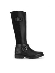 Remonte Oficerki R6593-00 Czarny. Czarne kozaki damskie Remonte, bez wzorów, ze skóry, bez obcasa, na płaskiej podeszwie, bez zapięcia. Za 447.99 zł.