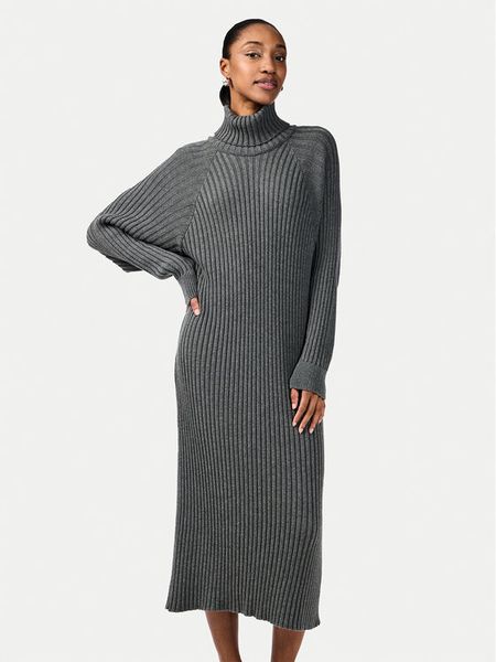 YAS Sukienka dzianinowa Mavi 26028660 Szary Regular Fit. Szare sukienki damskie YAS, xs, bez wzorów, z bawełny, bez kołnierzyka, bez ramiączek. Za 149.99 zł.