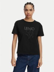 Liu Jo T-Shirt WA6238 JS923 Czarny Regular Fit. Czarne t-shirty damskie Liu Jo, xl, bez wzorów, z bawełny, bez kołnierzyka, bez ramiączek. Za 299.99 zł.