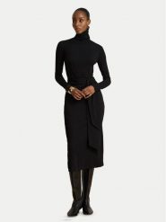 LAUREN RALPH LAUREN Sukienka dzianinowa 200980028002 Czarny Slim Fit. Czarne sukienki damskie Lauren Ralph Lauren, l, bez wzorów, z bawełny, bez kołnierzyka, bez ramiączek. Za 949.99 zł.
