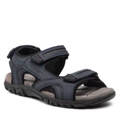 Sandały Geox. Niebieskie sandały męskie Geox, bez wzorów, bez zapięcia. Za 199.99 zł.