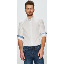 Trussardi Jeans - Koszula. Niebieskie koszule męskie TRUSSARDI JEANS, bez wzorów, z bawełny, casualowe, bez kołnierzyka, bez ramiączek. W wyprzedaży za 299.90 zł.