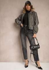 Szare Jeansy o Kroju Regular Fit z Dodatkowym Ozdobnym Paskiem Delalithra. Szare jeansy damskie Renee, bez wzorów, z jeansu, eleganckie. Za 119.99 zł.