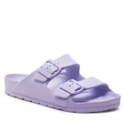 Klapki Genuins. Fioletowe klapki damskie Genuins, bez wzorów, bez obcasa, bez zapięcia. Za 149.99 zł.