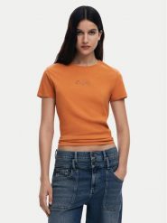 Desigual T-Shirt 25SWTK15 Pomarańczowy Regular Fit. Brązowe t-shirty damskie Desigual, l, bez wzorów, z bawełny, bez kołnierzyka, bez ramiączek. Za 69.99 zł.