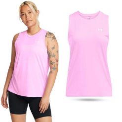 Koszulka damska tank top UNDER ARMOUR 1383656 bez rękawów. Czarne topy damskie Under Armour, s, bez wzorów, sportowe, bez kołnierzyka, bez ramiączek. Za 69.99 zł.