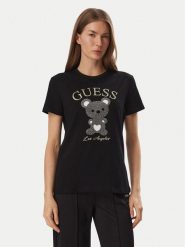 Guess T-Shirt V6BI28 K9360 Czarny Regular Fit. Czarne t-shirty damskie Guess, xl, z aplikacjami, z bawełny, bez kołnierzyka, bez ramiączek. Za 234.99 zł.