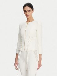 Elisabetta Franchi Marynarka GI-135-51E2 Biały Regular Fit. Białe marynarki i żakiety damskie Elisabetta Franchi, bez wzorów, z syntetyku, bez kołnierzyka, bez ramiączek. Za 1,279.00 zł.