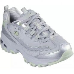 Buty do chodzenia damskie Skechers D'lites. Szare obuwie sportowe damskie Skechers, bez wzorów, z materiału, bez zapięcia, trekkingowe, Skechers Sport. Za 348.00 zł.