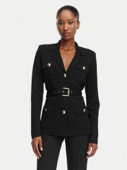 Elisabetta Franchi Marynarka MK-10B-62E2-V600 Czarny Slim Fit. Czarne marynarki i żakiety damskie Elisabetta Franchi, bez wzorów, z wiskozy, bez kołnierzyka, bez ramiączek. Za 2,549.00 zł.