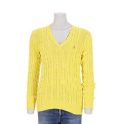 Second life - Sweter damski polo ralph lauren w warkocze żółty - Jak nowy. Żółte swetry nierozpinane damskie Ralph Lauren, l, bez wzorów, z dzianiny, eleganckie, bez kołnierzyka, bez ramiączek. Za 191.66 zł.