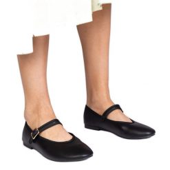 Czarne balerinki damskie ze sprzączką. Czarne balerinki damskie bez wzorów, z gumy, eleganckie, z okrągłym noskiem, bez obcasa, bez zapięcia. Za 75.95 zł.
