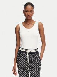 Guess Top V6YP09 K4312 Kremowy Regular Fit. Białe topy damskie Guess, s, z aplikacjami, z bawełny, bez kołnierzyka, bez ramiączek. Za 154.99 zł.